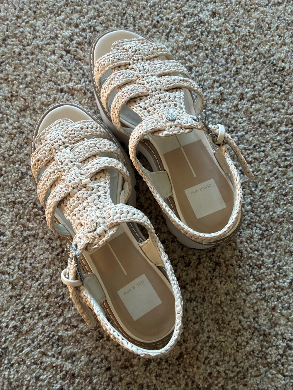 Dolce Vita Cream Braided Platform Sandals never worn